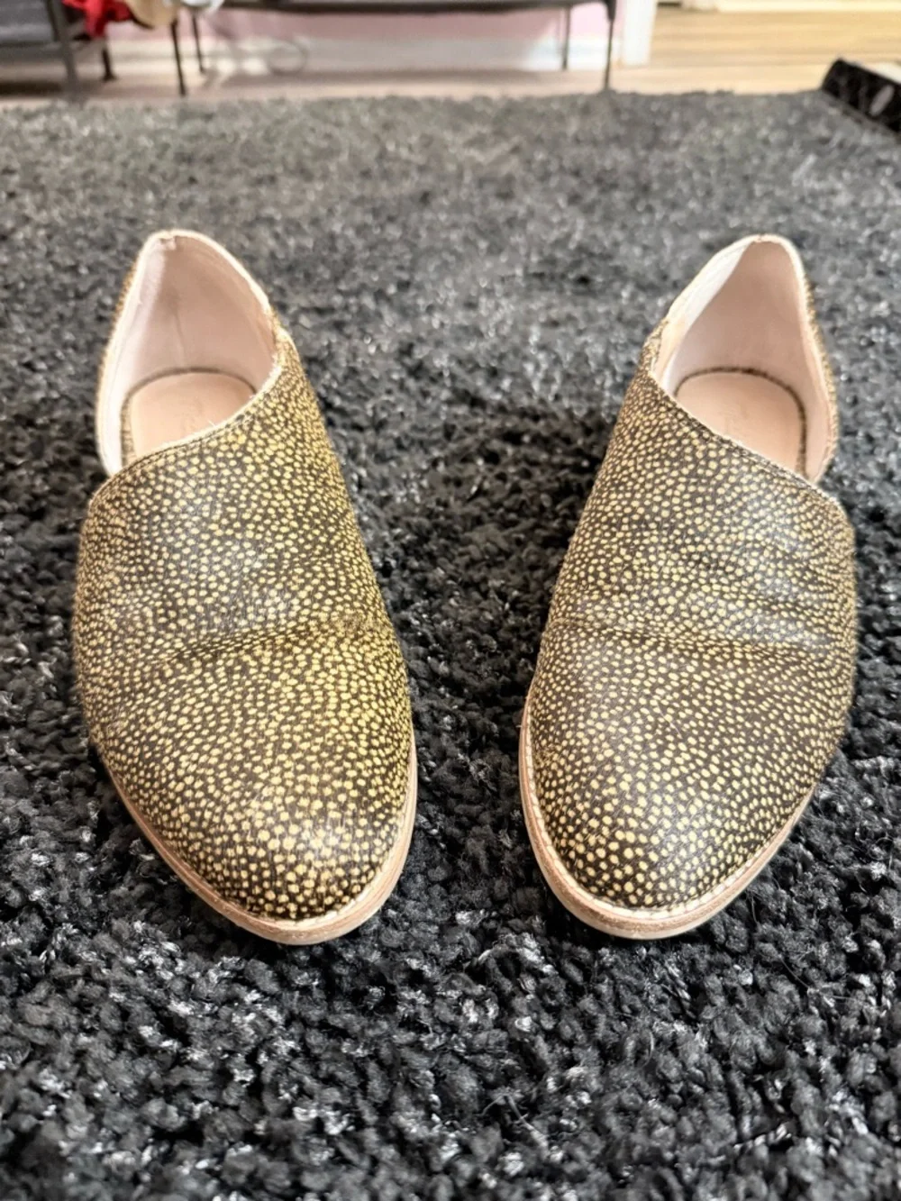 Madewell Size 9 Genuine Calf Hair Loafer Booties Animal Print Block Heel - Picture 11 of 12